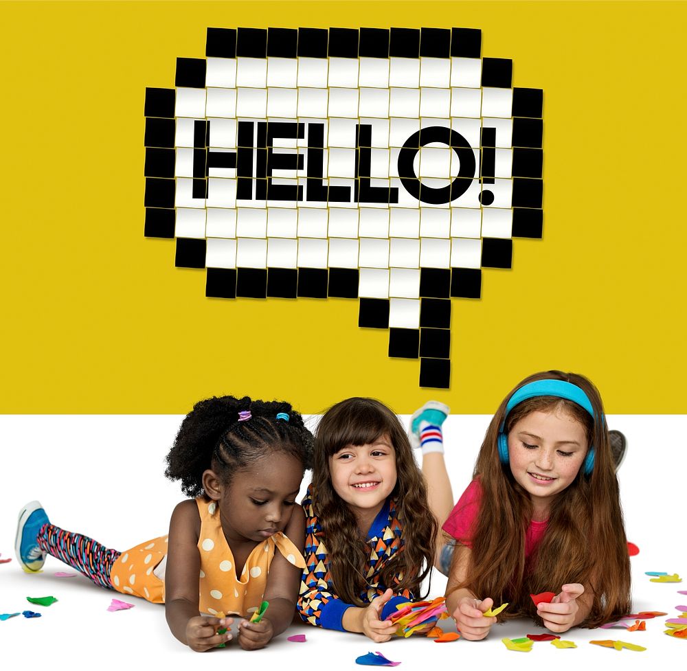 Kids Say Hello Hi Greeting Speech Bubble Graphic