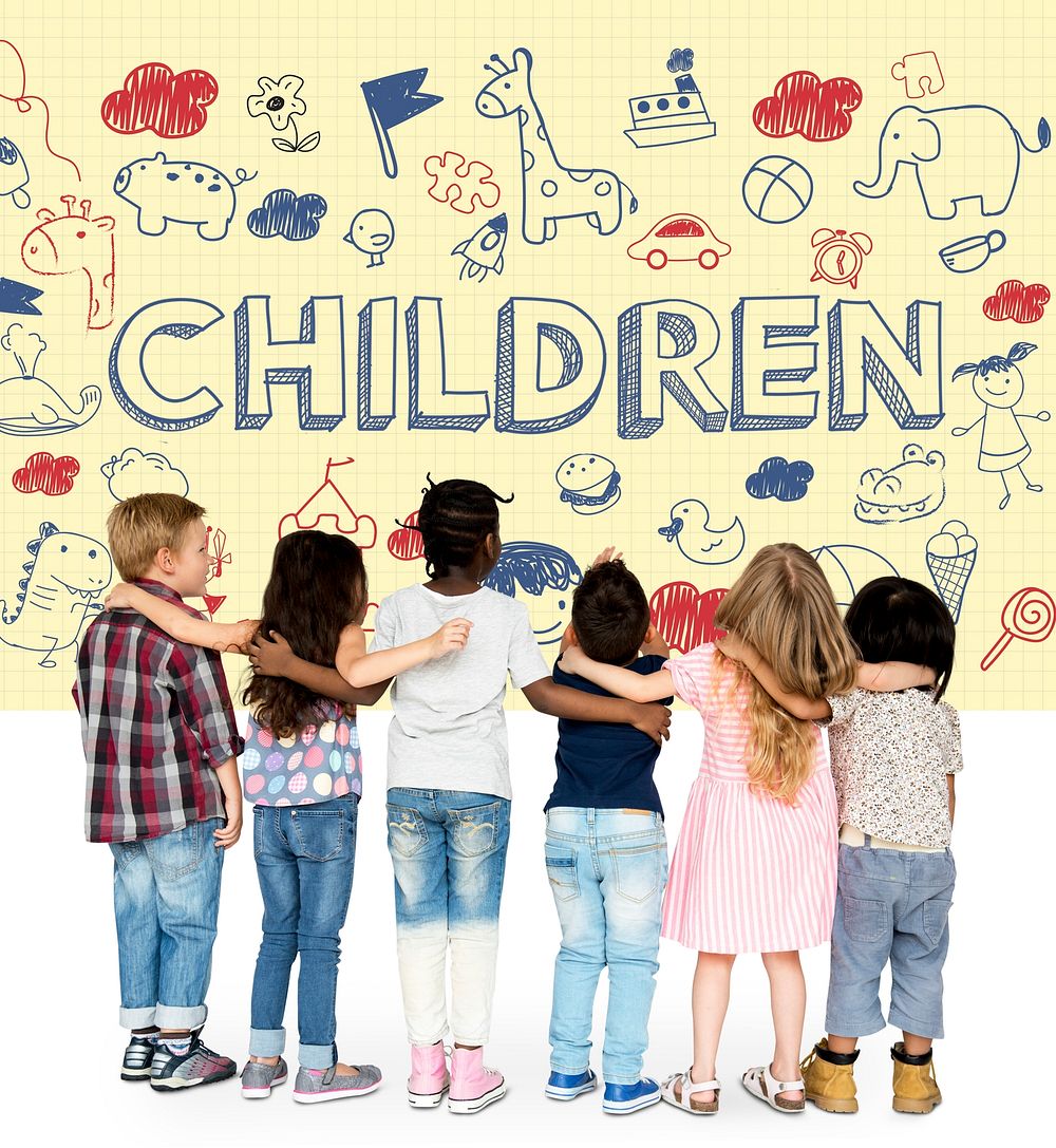 Group of children with imagination illustration