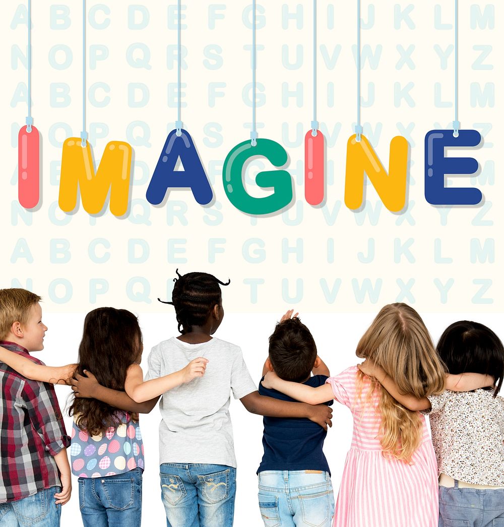 Group of students with creativity imagination illustration