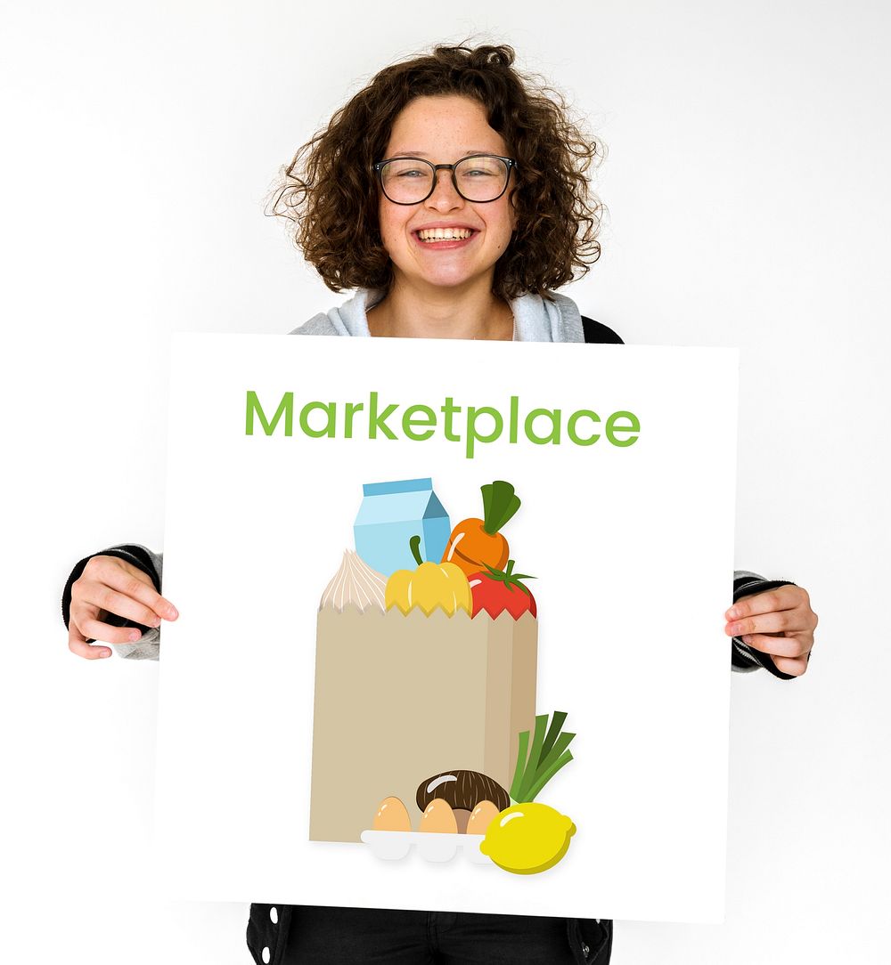 Buy Fresh Food Marketplace Supermarket Shopping Graphic