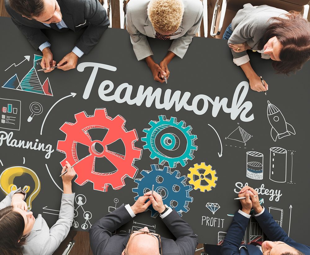 Teamwork Together Unity Cog Collaboration Concept