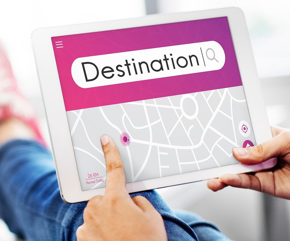 Destination Navigation GPS Map Concept