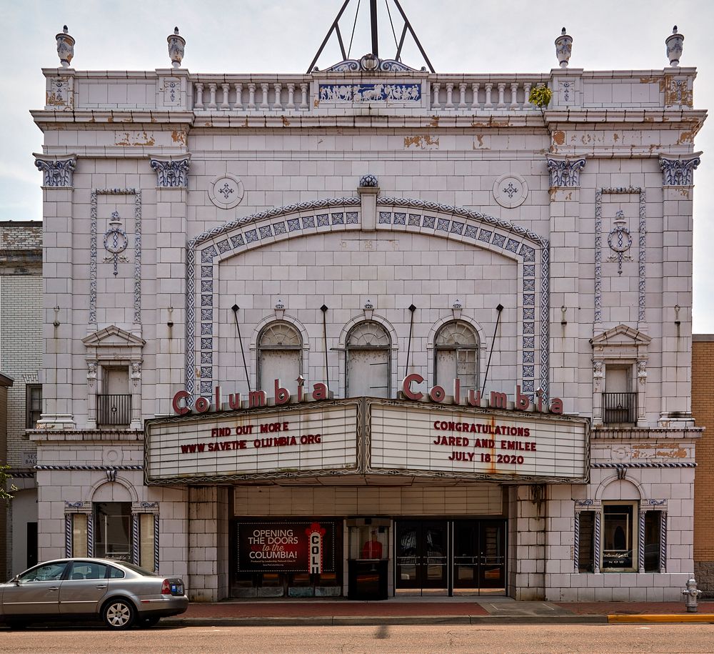                        Facade of the Columbia Theatre in Paducah, a Kentucky city at the confluence of the Ohio and…