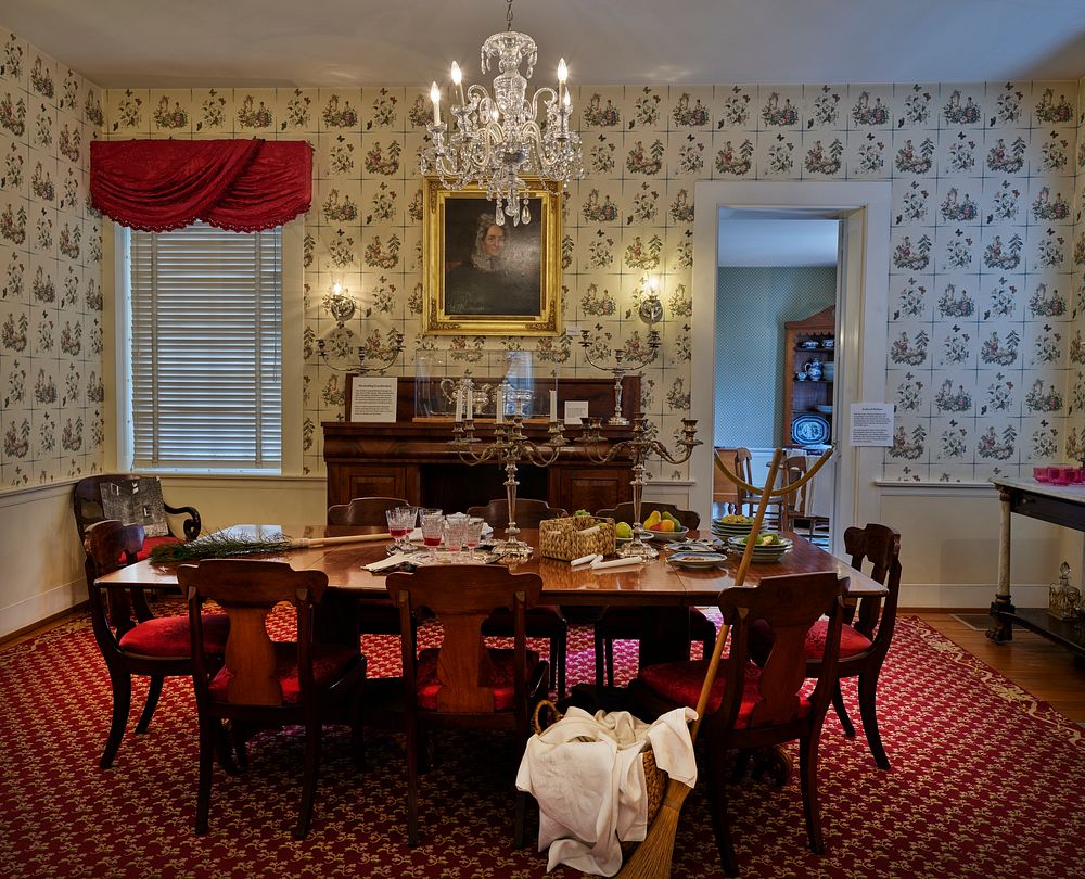                         Dining room of the teen-years home of Mary Todd Lincoln, wife of the martyred U.S. president Abraham…