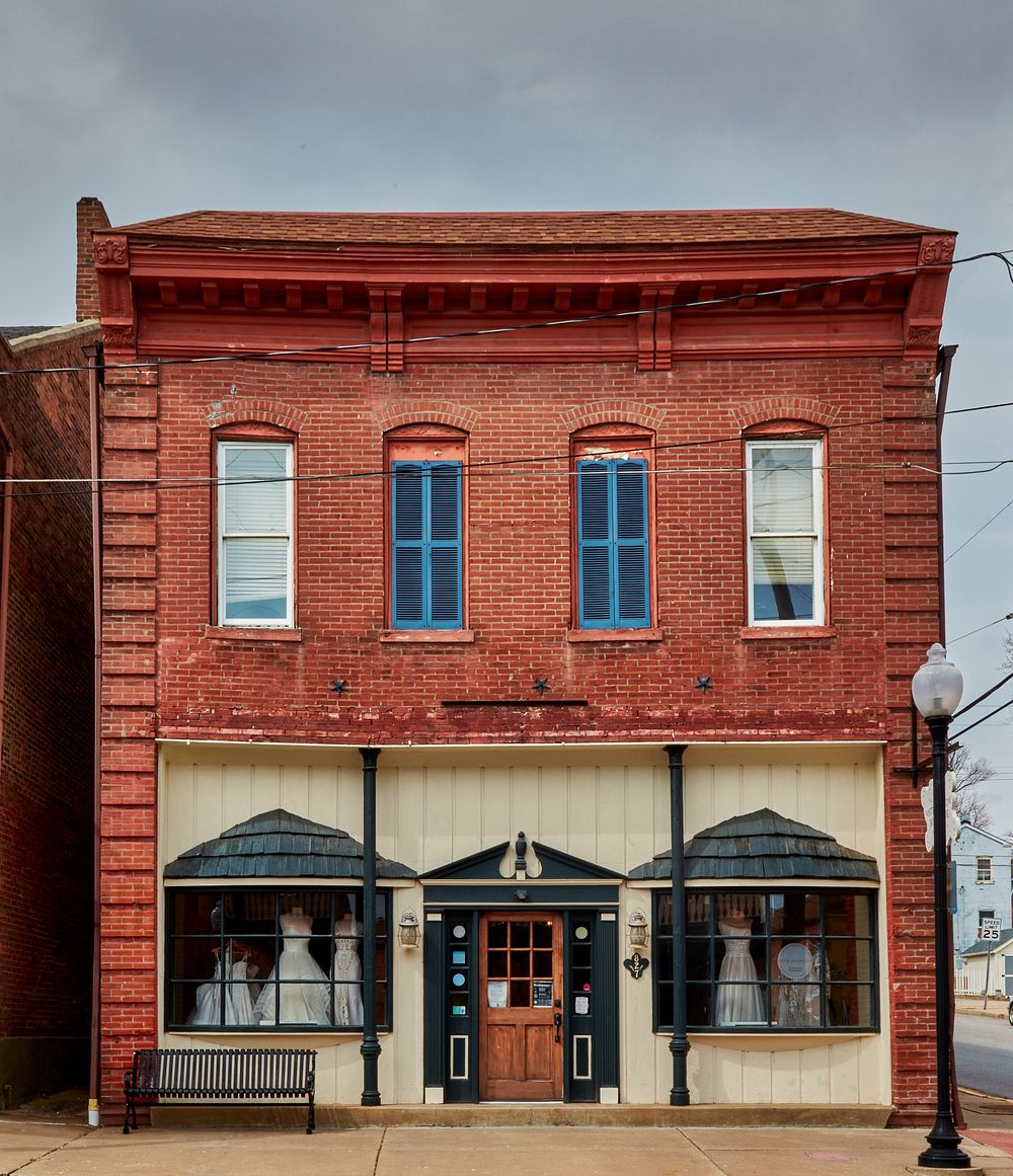                         Bridal shop in a historic brick building in the Frenchtown district of St. Charles, now a suburb of…