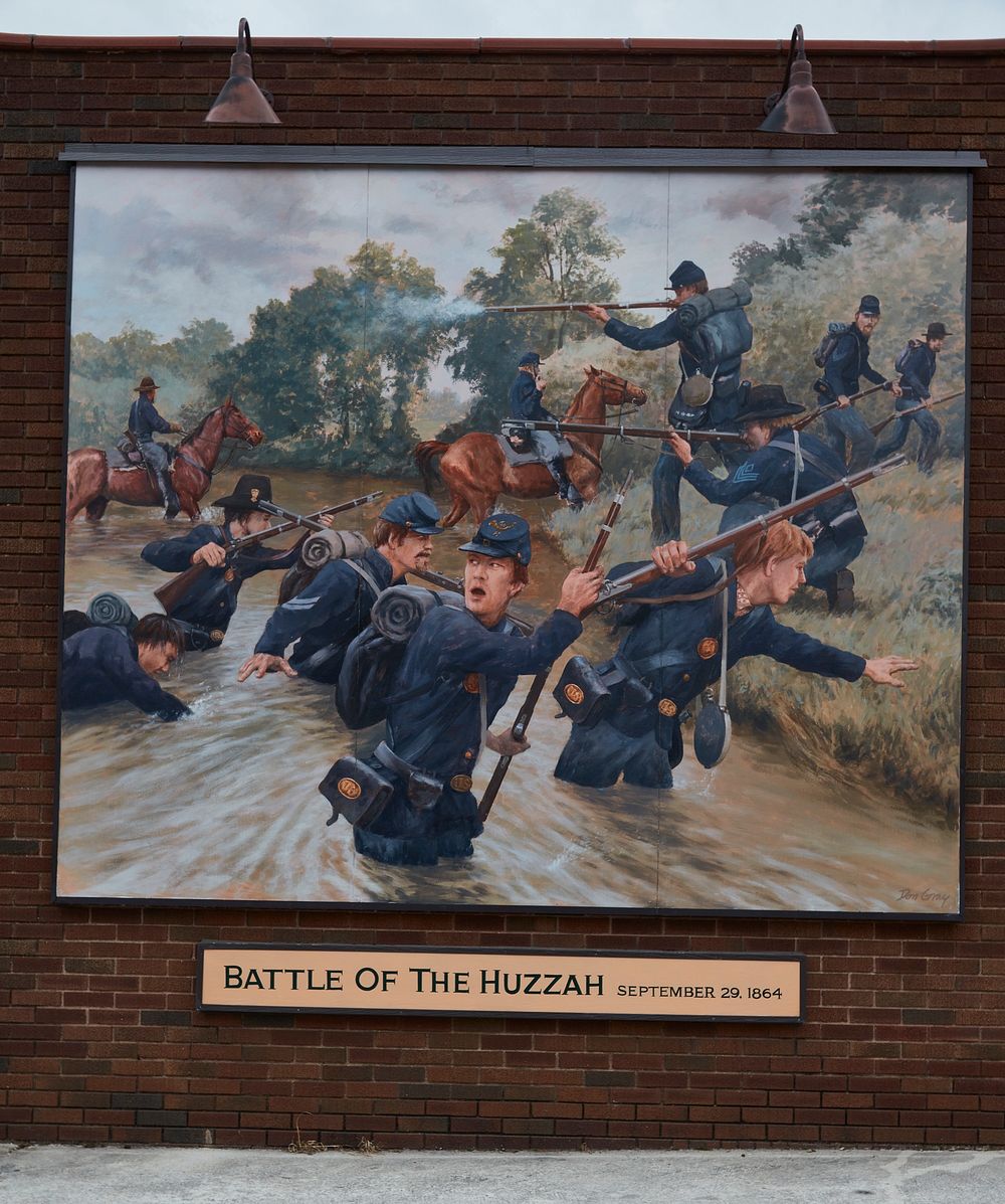                         The "Battle of the Huzzah" mural is one of several murals along the historic, mostly two-lane, U.S.…