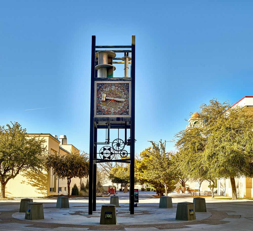                         A piece of Albuquerque artist Evelyn Rosenburg's 36-foot-high "Clock of Dreams" sculpture, unveiled…