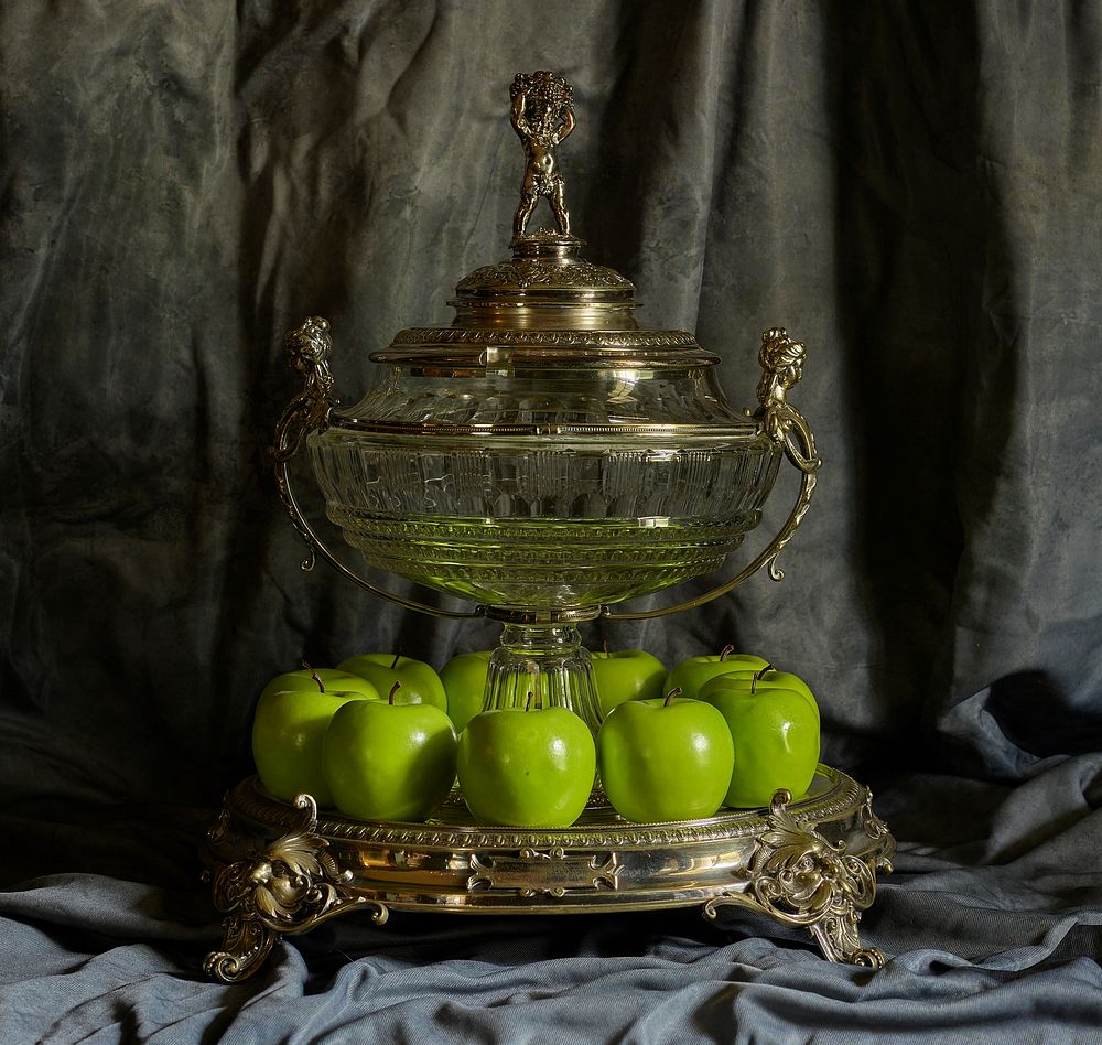                         A silver and crystal caviar server, displayed at Houmas House and Gardens, a Louisiana plantation…