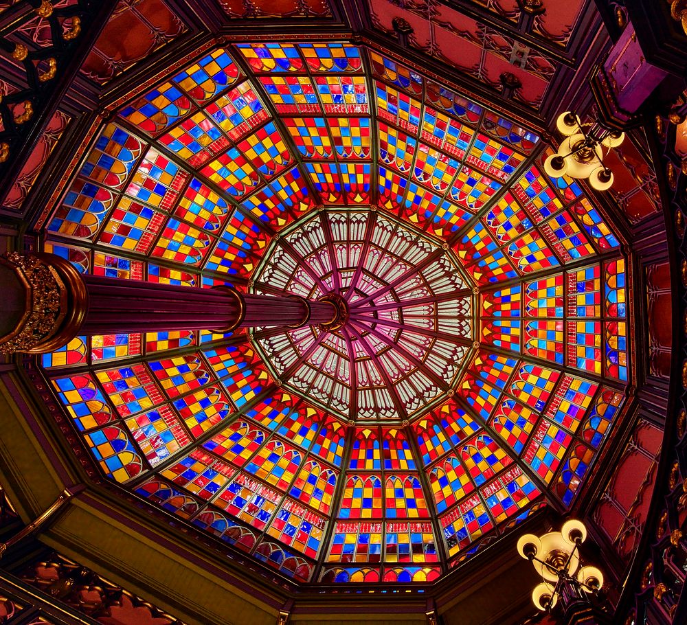                         Extraordinary stained-glass ceiling inside Louisiana's Old State Capitol Building in Baton Rouge…