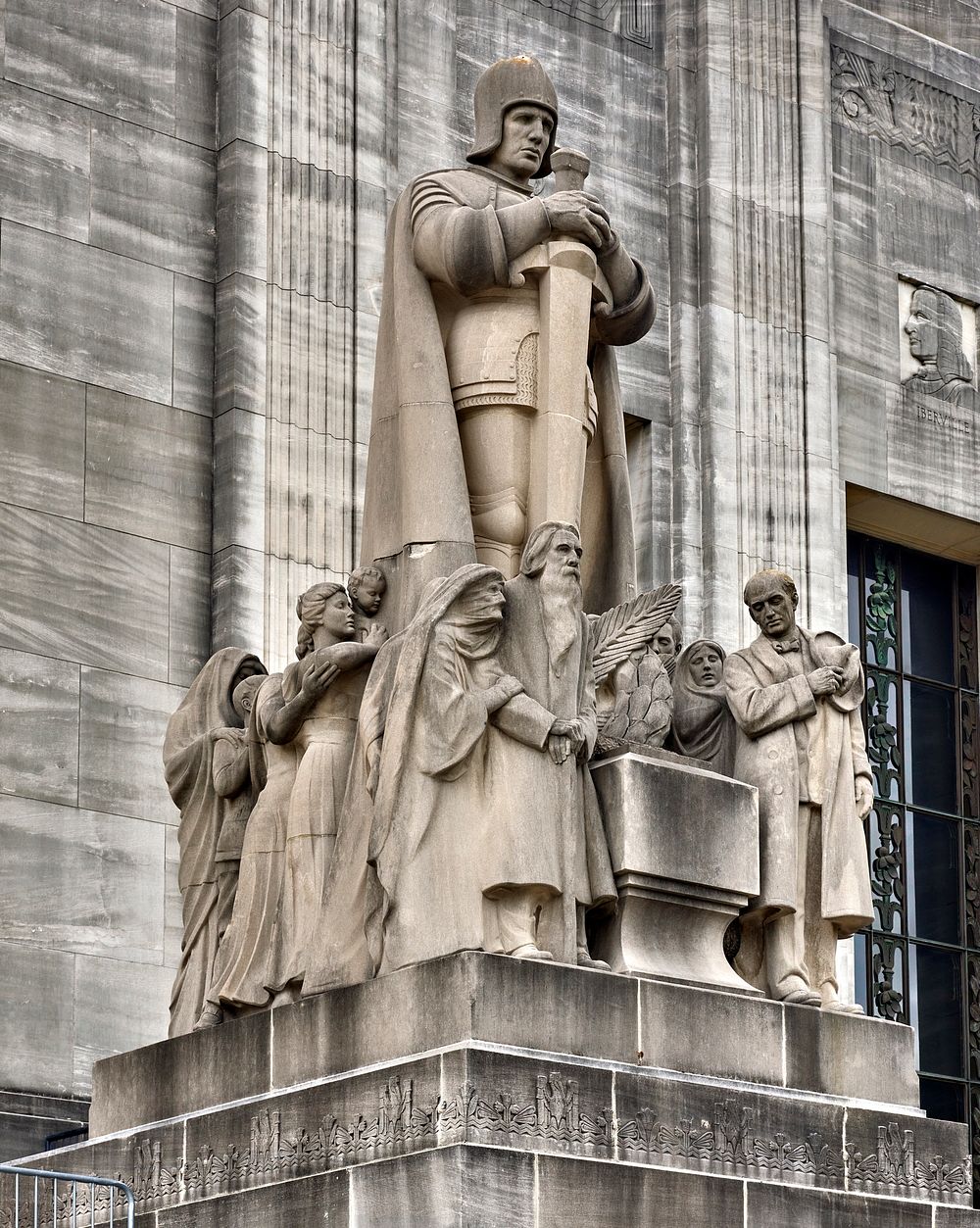                         The Patriots, one of two monumental sculptures by American artist Lorado Taft that bookend the front…