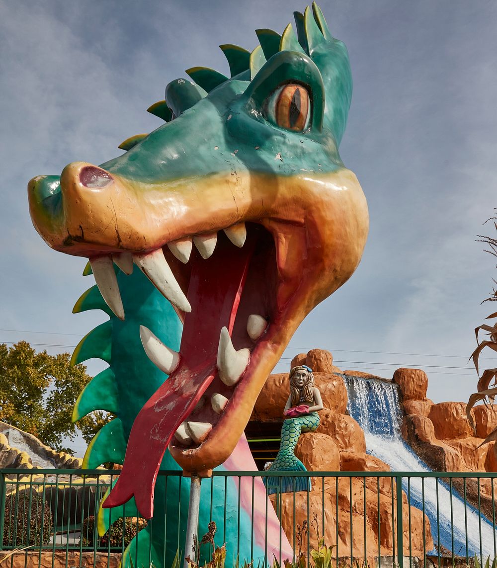                         A giant sea monster and a lonely-looking mermaid overlook the games of miniature golf at the Fantasy…