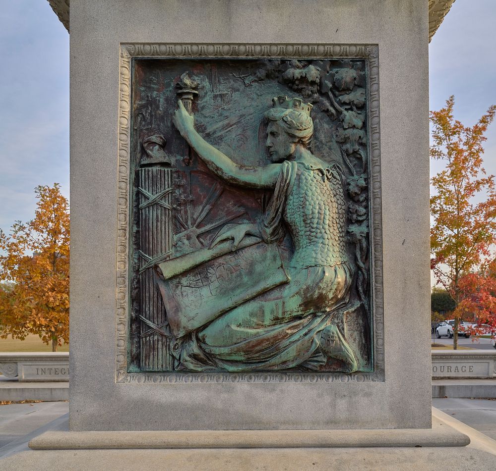                         One of three bas-reliefs on the Thomas Monument in Centennial Park within Nashville, the capital…