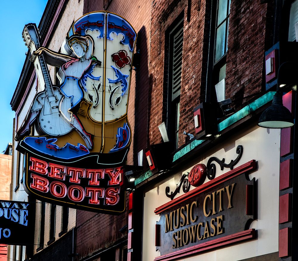                         Neon sign for Betty Boots, a boot store and western boutique "just for women" in Nashville, the…