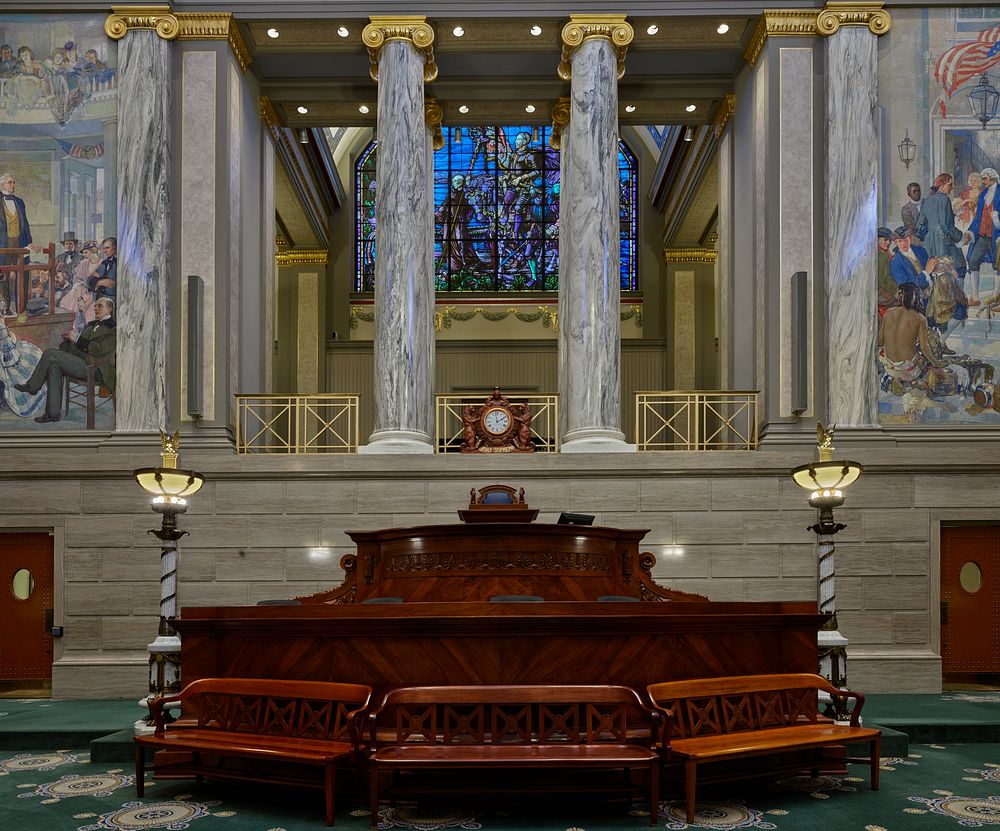                         The Senate chamber of the Missouri Capitol in Jefferson City, the capital city of the midwest-U.S.…
