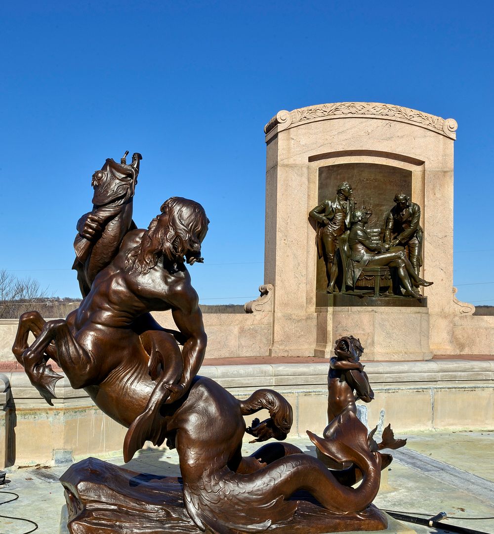                         Two of several heroic statues on the ground of the Missouri Capitol in Jefferson City               …