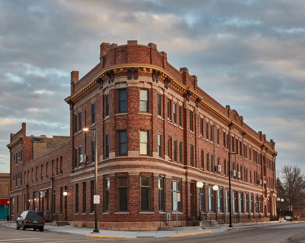                         The old Great Northern Hotel in Devils Lake, North Dakota, is a classic "flatiron" building         …
