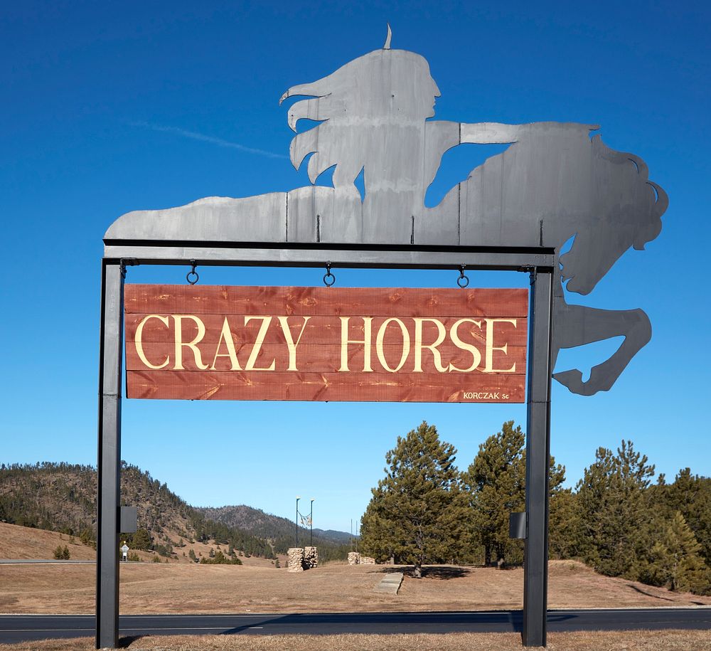                         Entrance sign to the grounds of the slowly developing but (as of 2021) far from complete Crazy Horse…