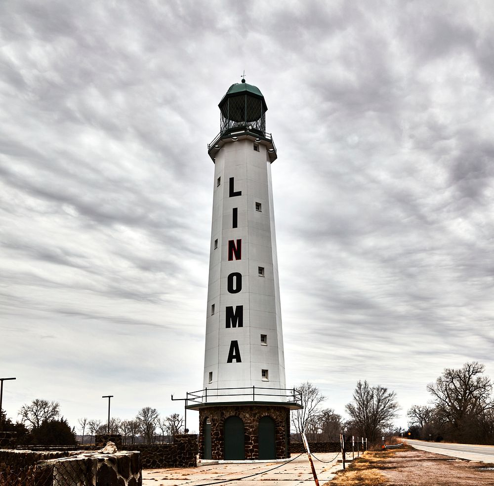                         The Linoma Lighthouse, built in 1924 in Sarpy County, midway from Omaha and Lincoln, Nebraska (its…