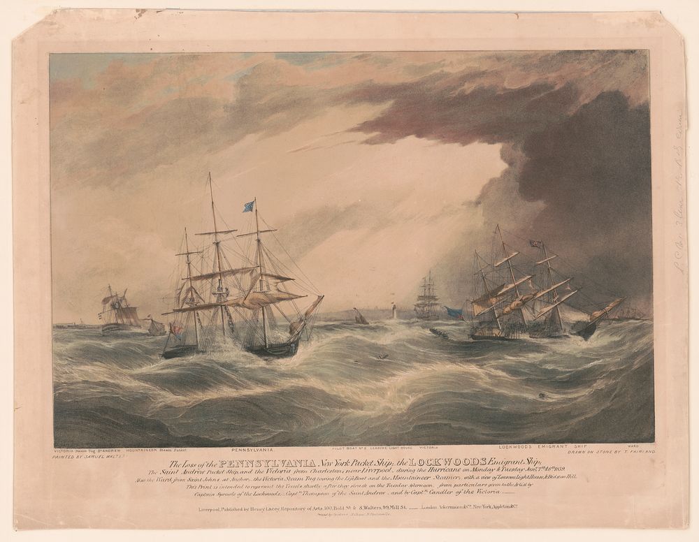 The loss of the Pennsylvania New York packet ship; the Lockwoods emigrant ship; the Saint Andrew packet ship; and the…