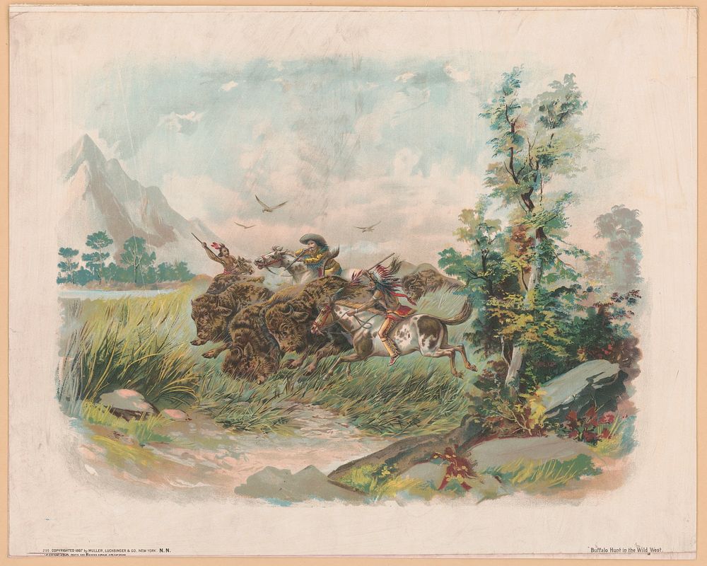 Buffalo hunt in the wild west, Muller, Luchsinger & Co., copyright claimant