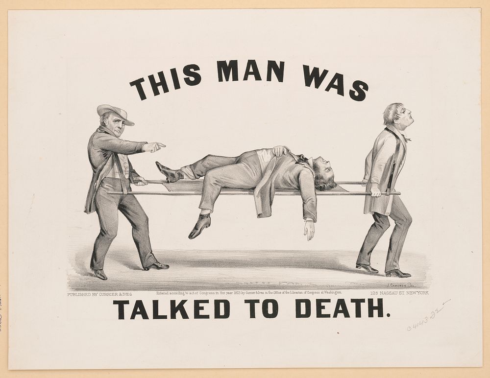 This man was talked to death, Currier & Ives.