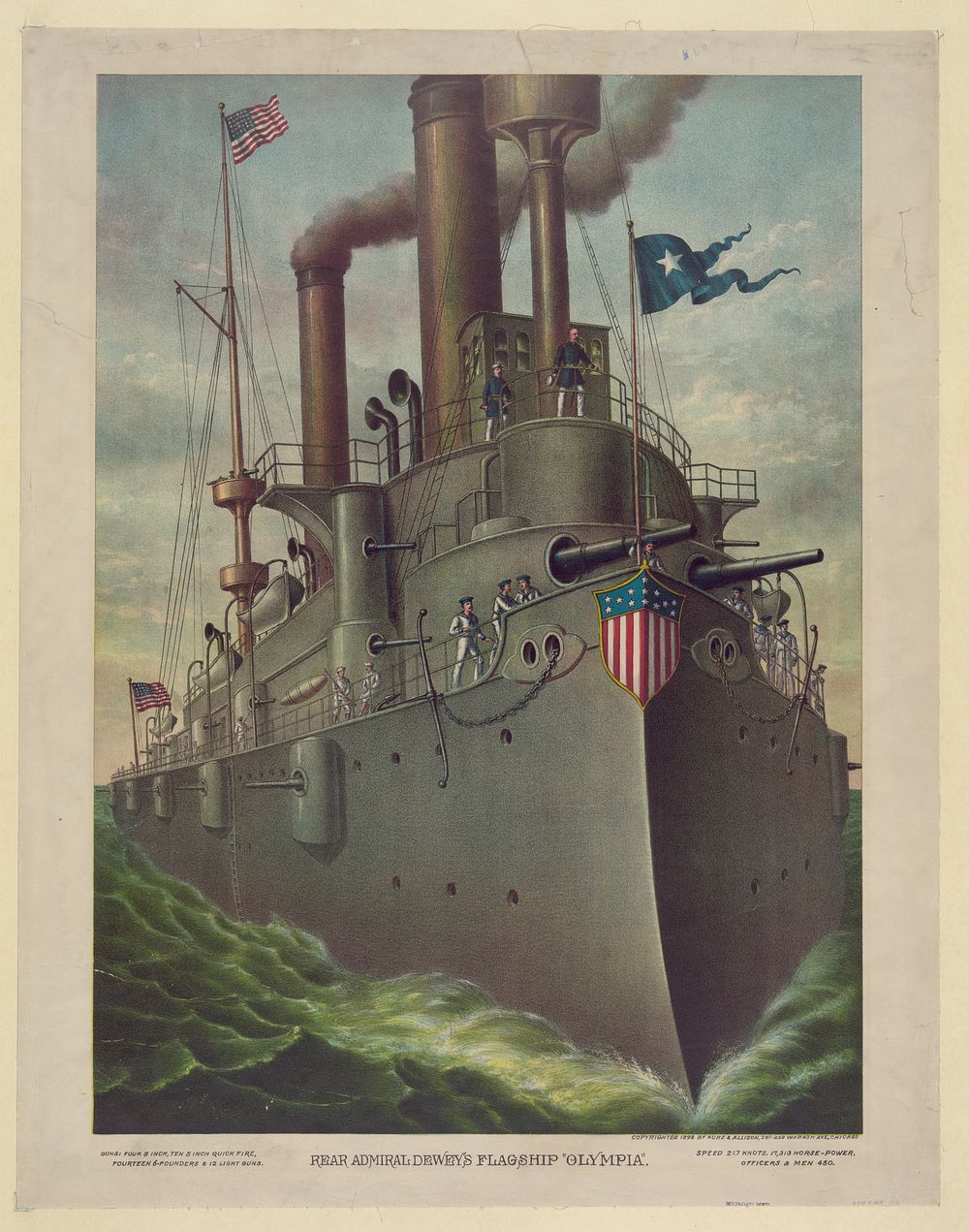 Rear Admiral Dewey's flagship "Olympia", Kurz & Allison.