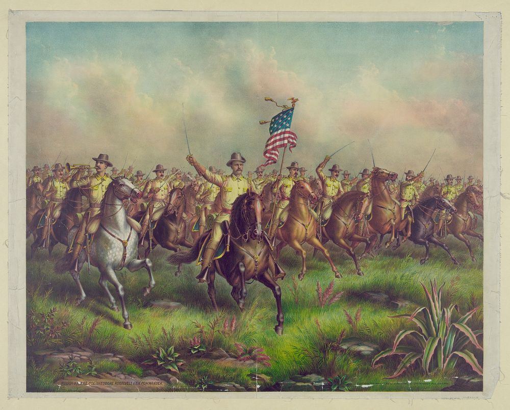 Rough-Riders, Col. Theodore Roosevelt, U.S.V. Commander, Kurz & Allison.