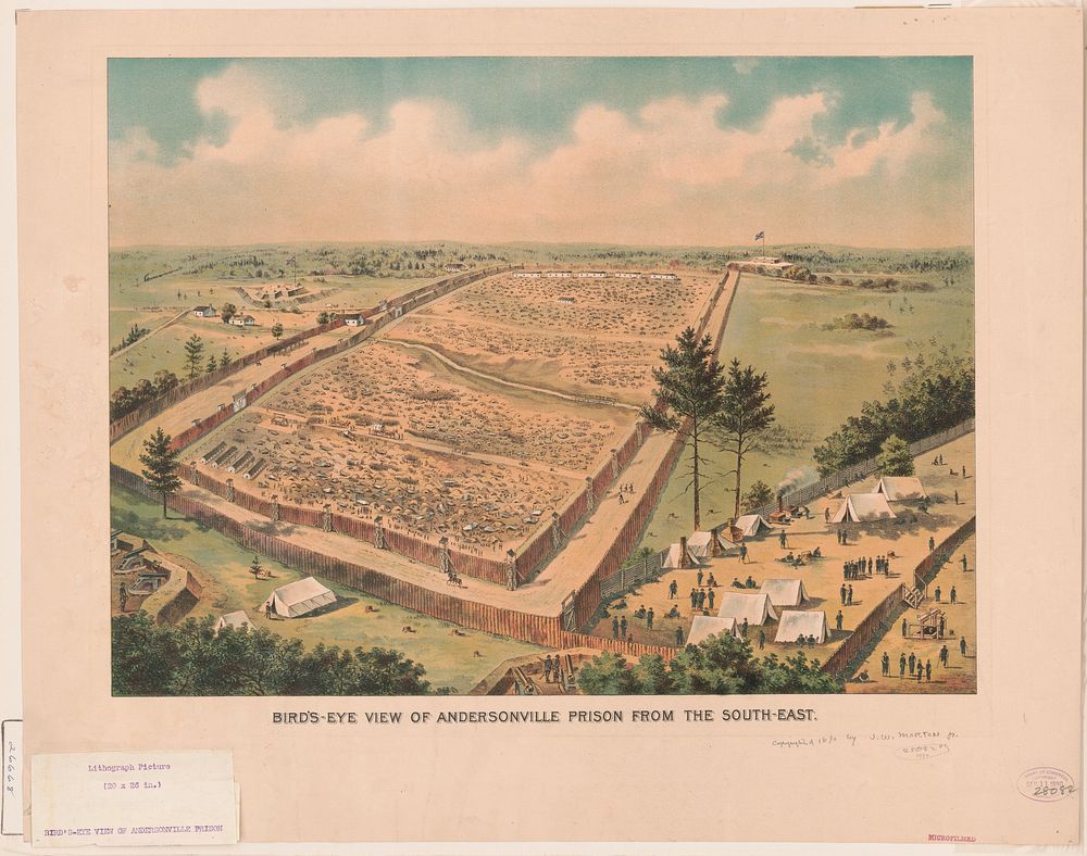 Bird's-eye view of Andersonville Prison from the south-east