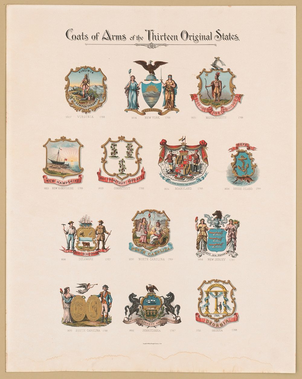 Coats of arms of the thirteen original states