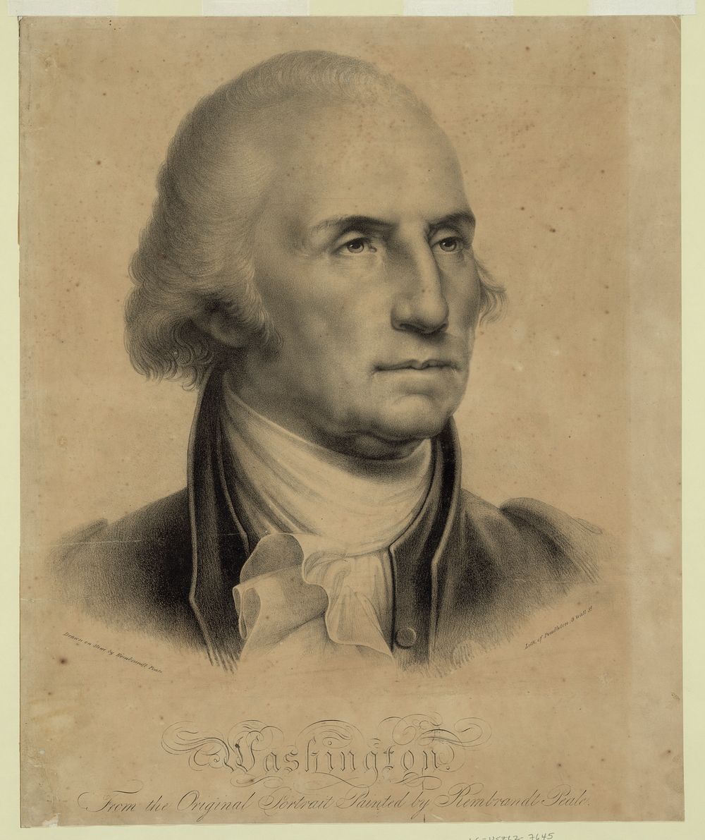 Washington. From the original portrait painted by Rembrandt Peale / Drawn on stone by Rembrandt Peale ; Litho of Pendleton…