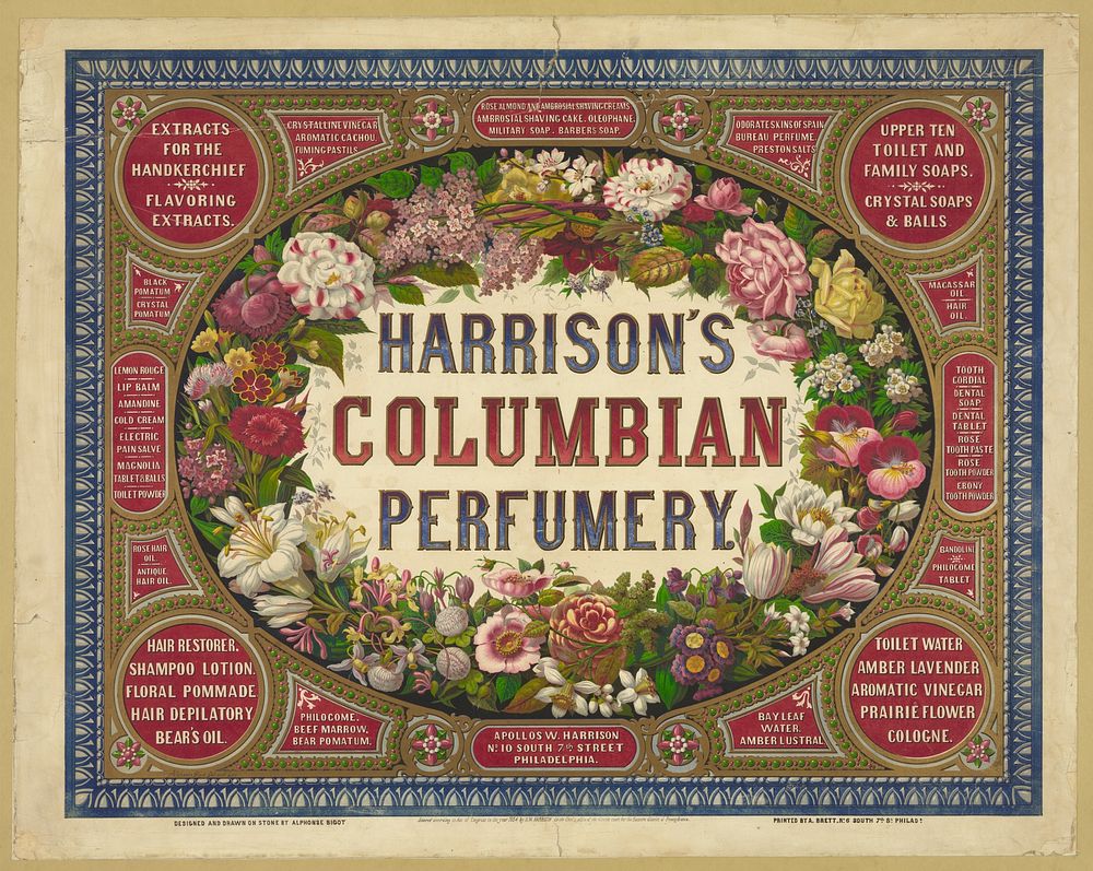 Harrison's Columbian perfumery / Designed and drawn on stone by Alphonse Bigot.