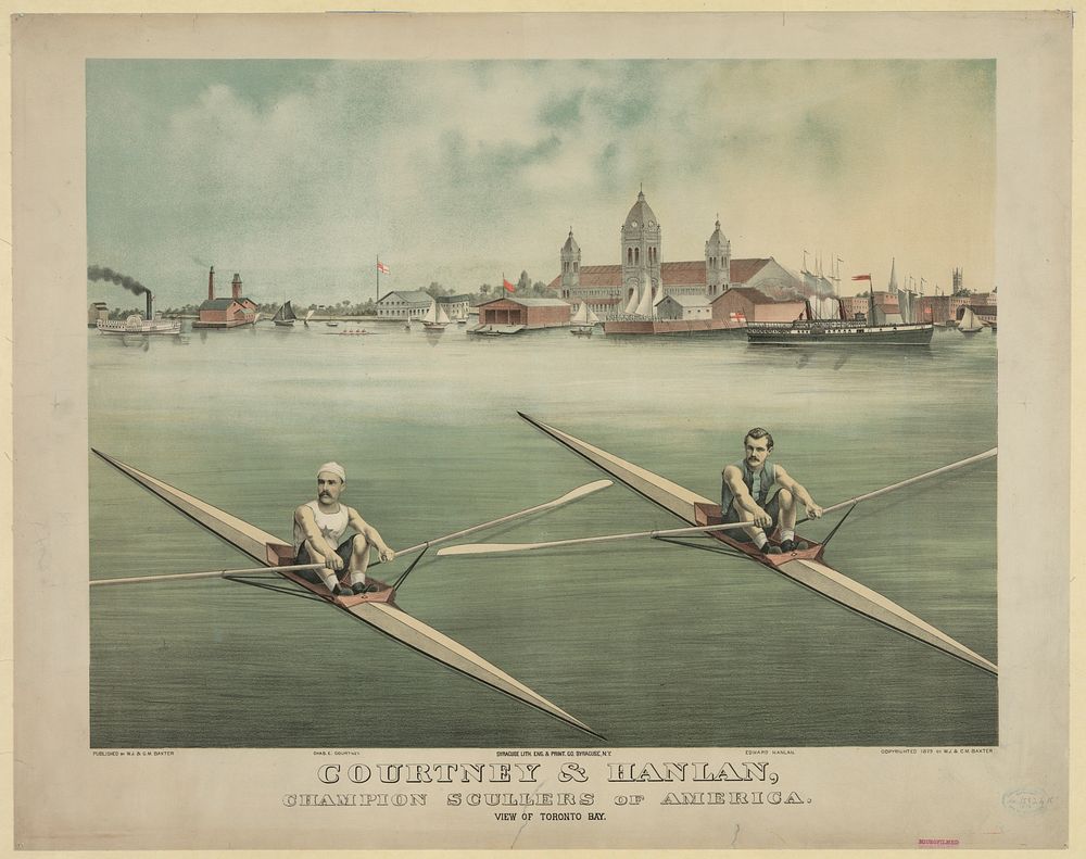 Courtney & Hanlan, champion scullers of America - view of Toronto Bay / Syracuse Lith. Eng. & Print. Co, Syracuse, N.Y.
