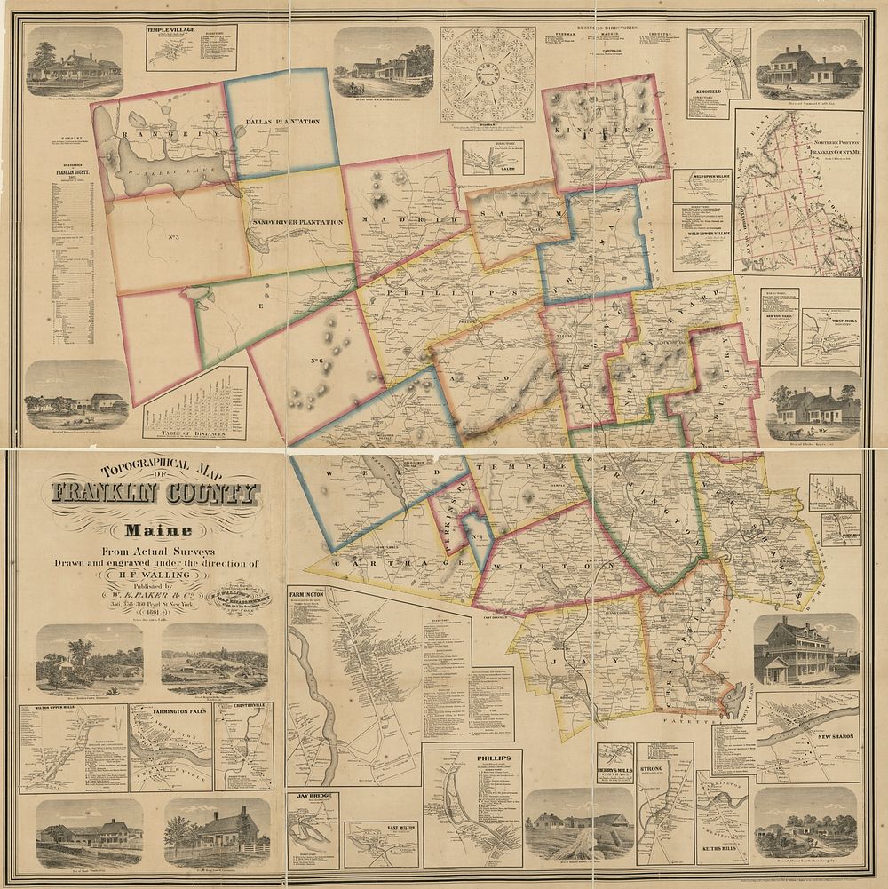 Topographical map of Franklin County, Maine by Walling, Henry Francis, 1825-1888.