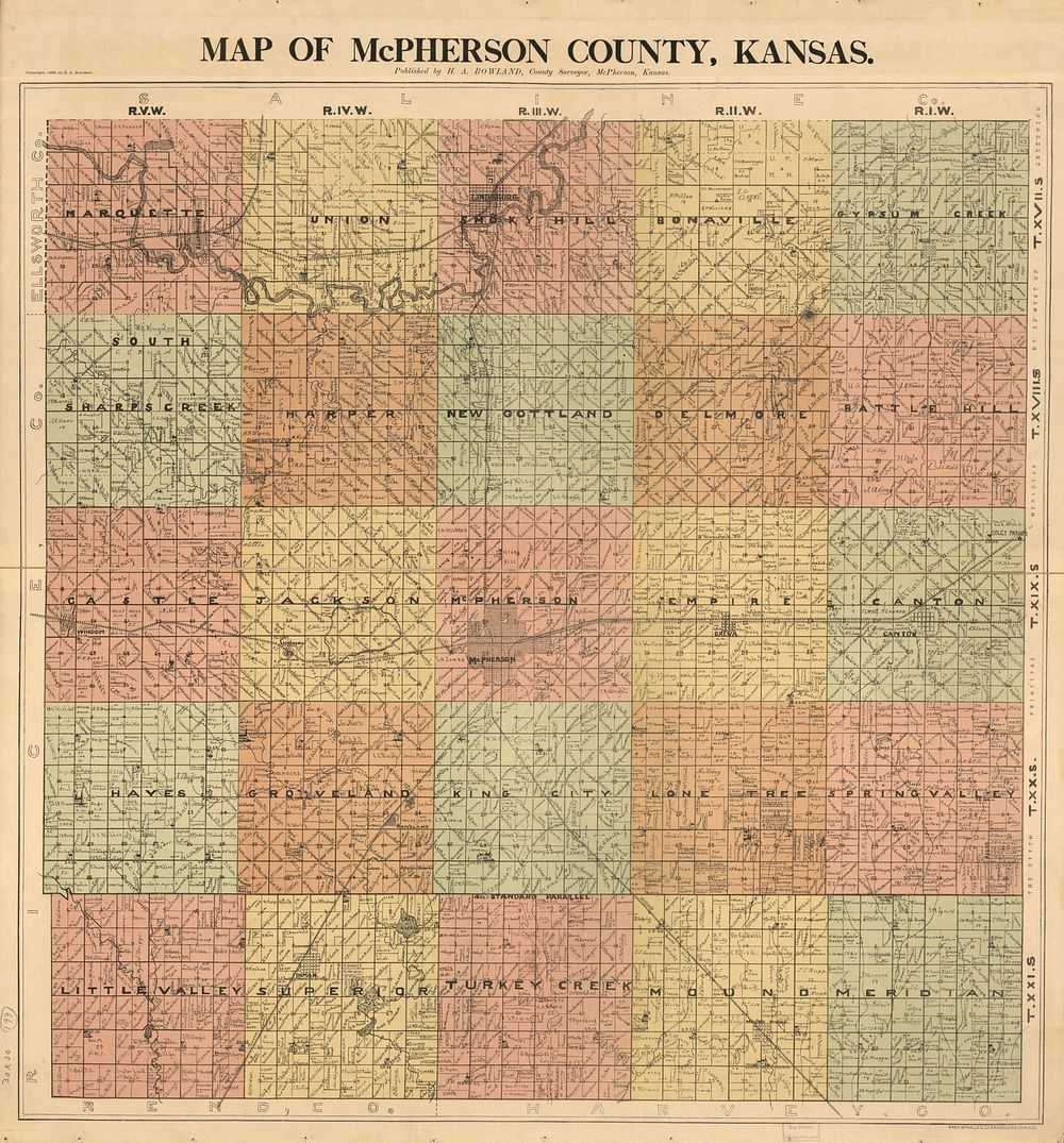 Map of McPherson County, Kansas.
