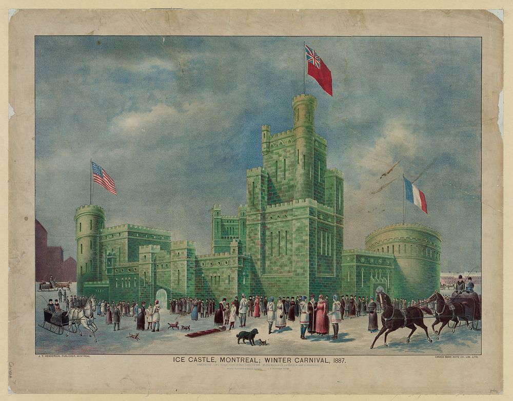 Ice castle, Montreal; winter carnival, 1887 / J.T. Henderson, publisher, Montreal ; Canada Bank Note Co. Lim., lith.