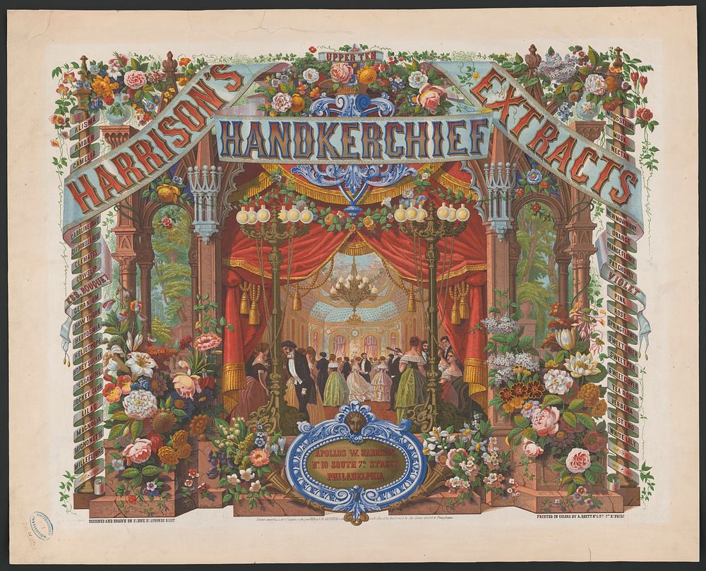 Harrison's handkerchief extracts Apollos W. Harrison No. 10 South 7th Street Philadelphia / / Alphonse Bigot del. ; designed…
