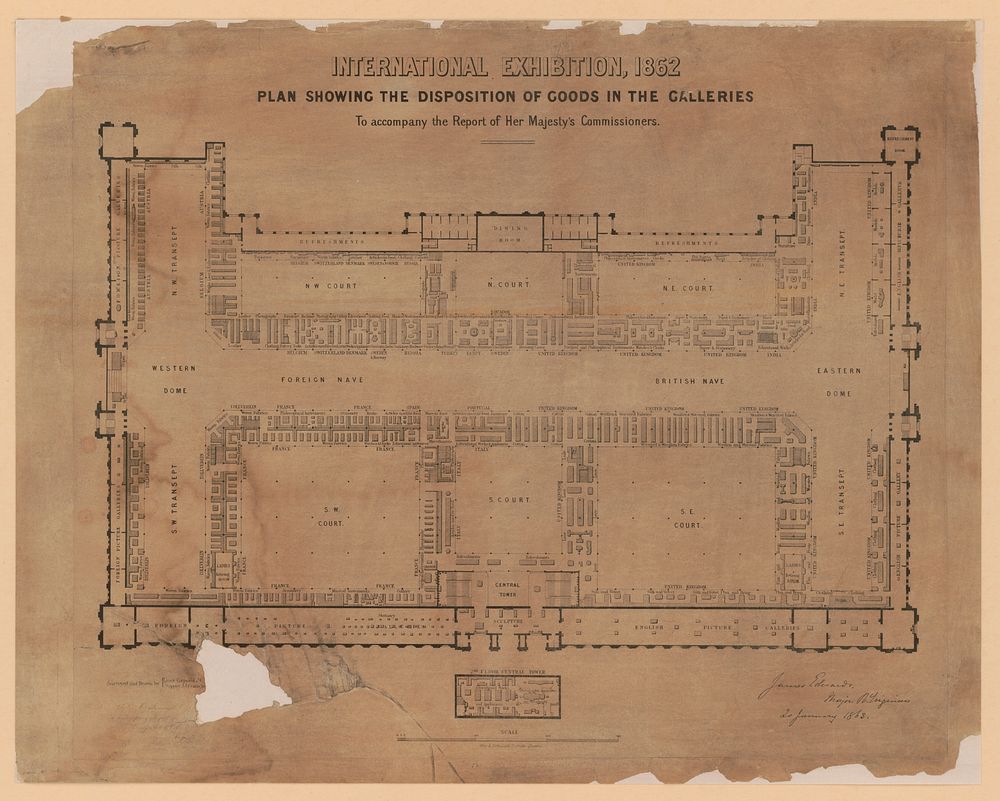 International Exhibition, 1862, plan showing the disposition of goods in the galleries, to accompany the report of her…