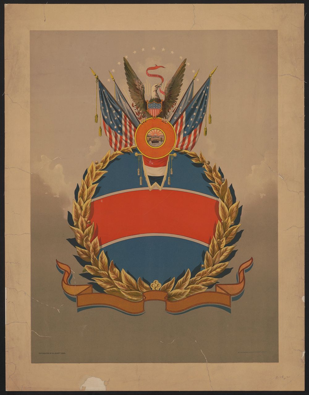 [Blank design for award, with flags, olive banches and eagle]