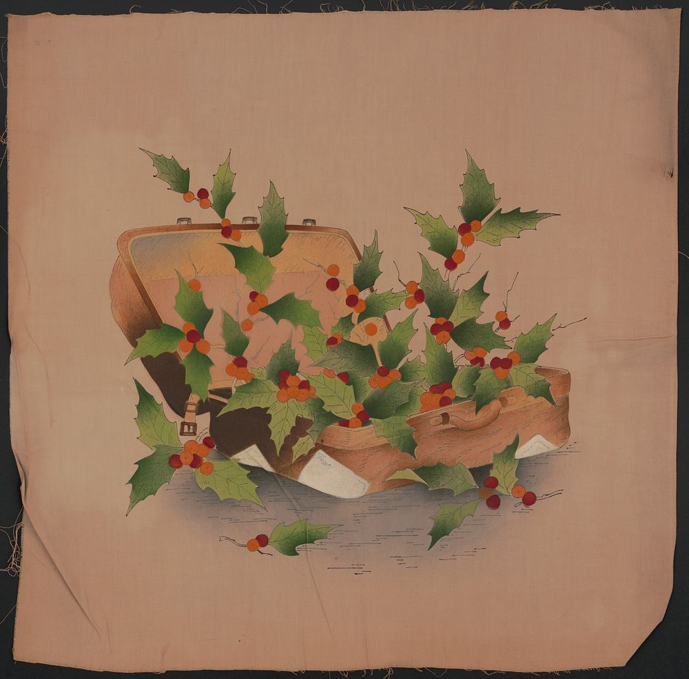 [Holly berries in a suitcase]