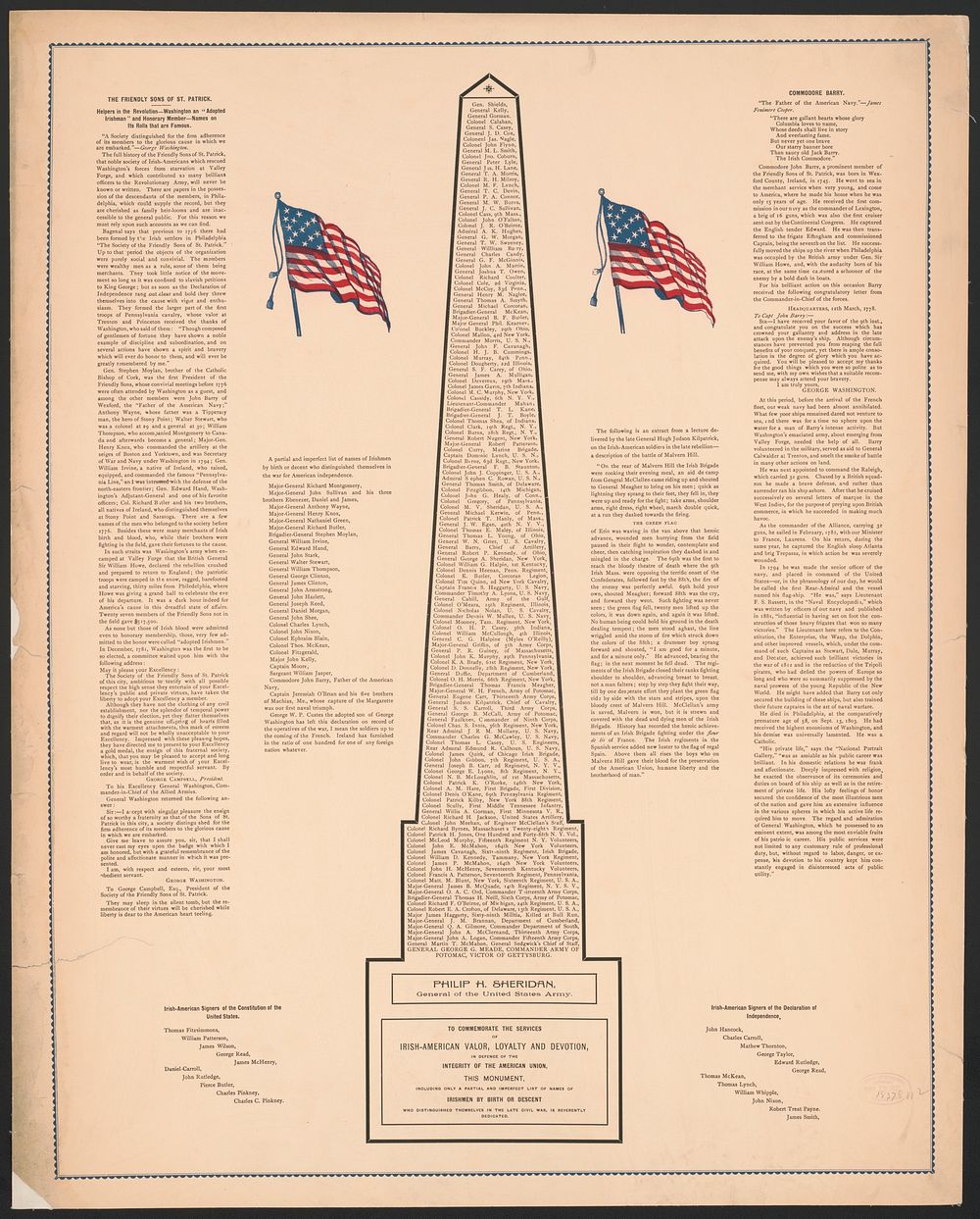 To commemorate the services of Irish-American valor, loyalty and devotion, in defence of of the integrity of the American…