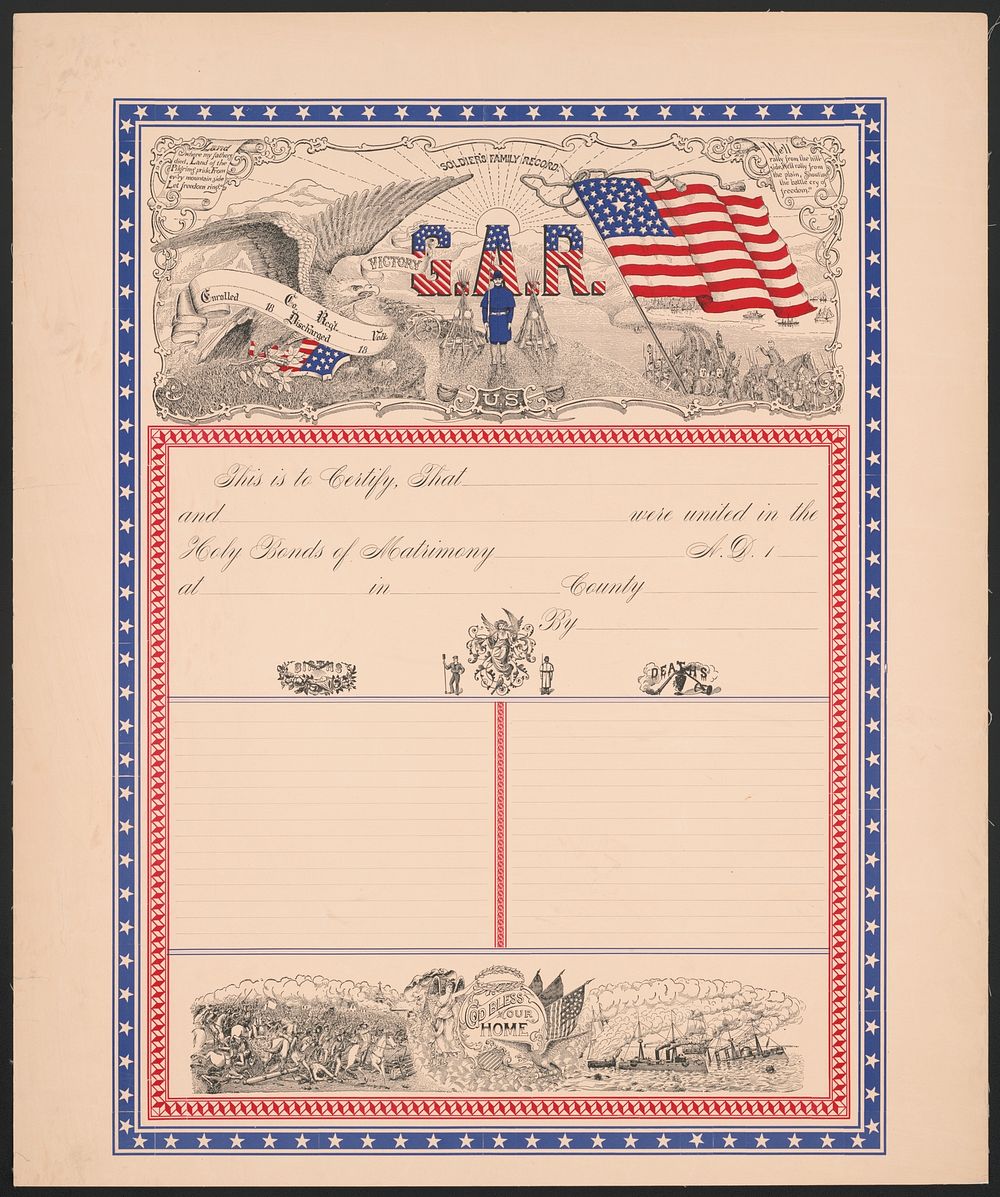 [Grand Army of the Republic marriage certificate]