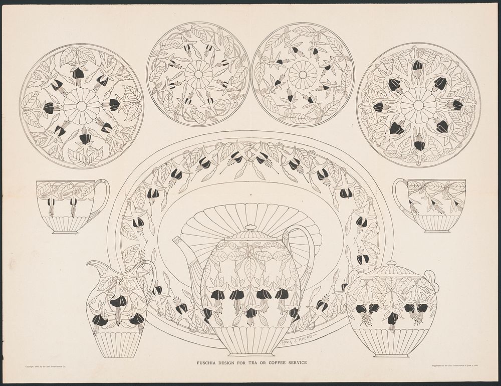 Fuschia design for tea or coffee service