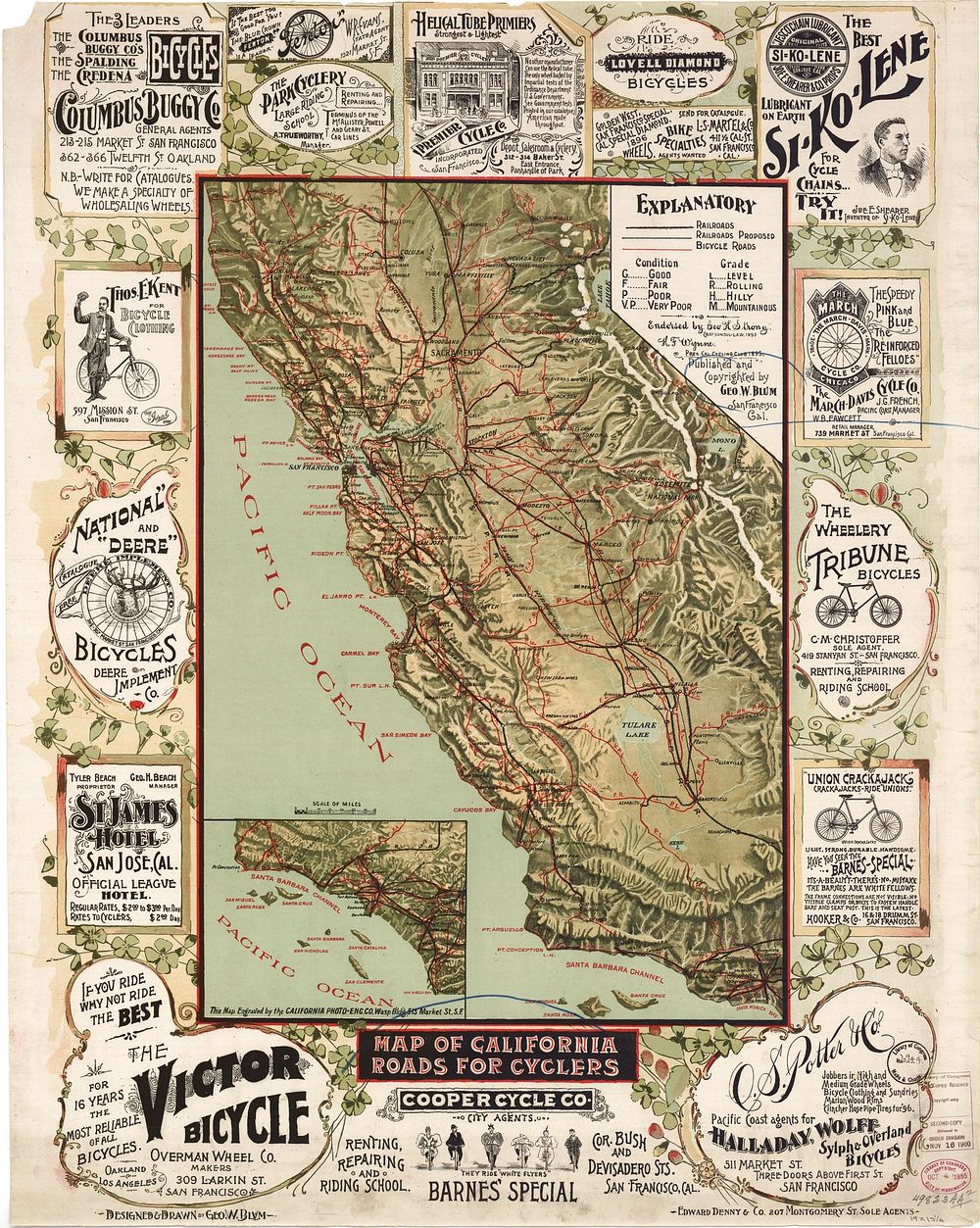 Map of California roads for cyclers.