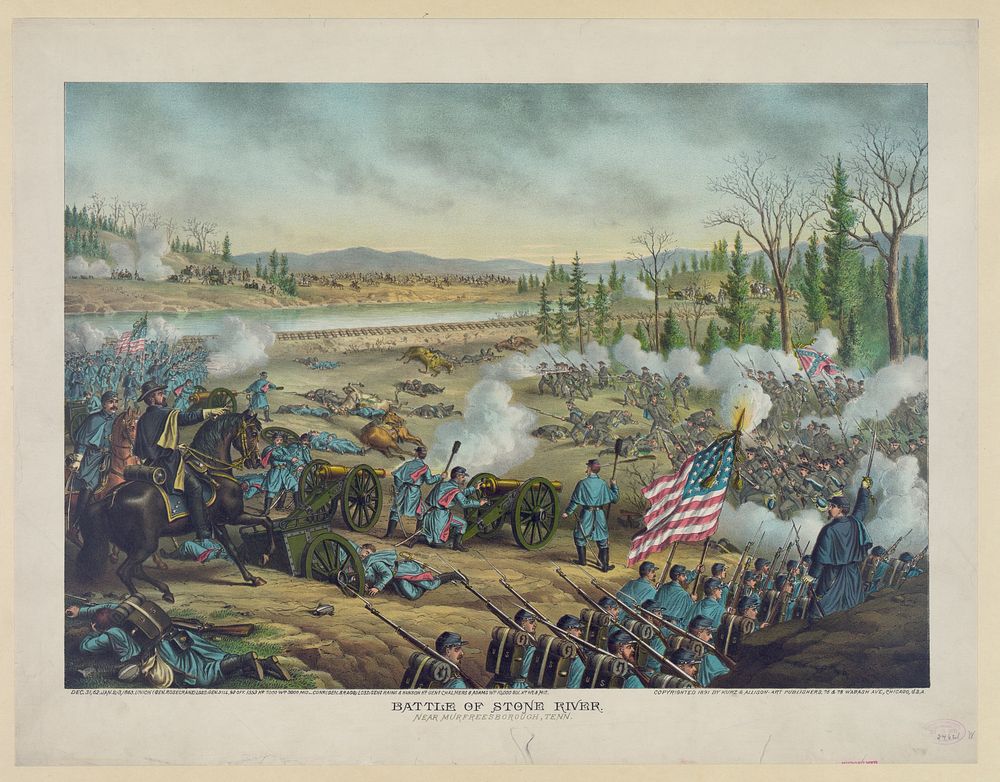 Battle of Stone River, Near Murfreesborough, Tenn.--Dec. 31, 62. Jan. 2-3, 1863--Union (Gen. Rosecrans) ... Conf. (Gen.…