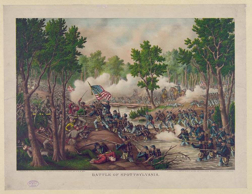 Battle of Spottsylvania--Engagements at Laurel Hill & NY River, Va. ... May 8 to 18, 1864., Kurz & Allison.