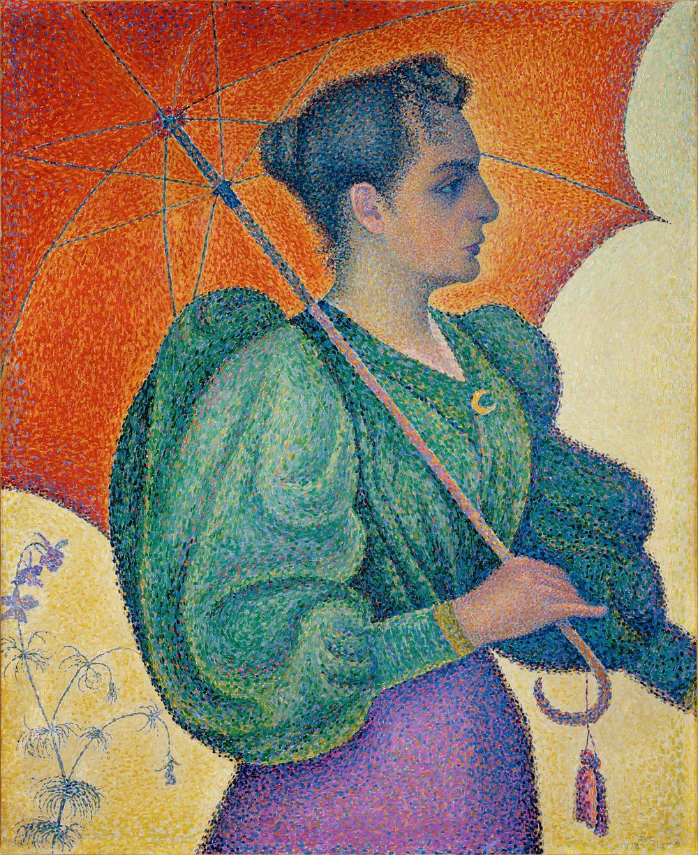 Femme &agrave; l'ombrelle (1893) painting in high resolution by Paul Signac. Original from Wikimedia Commons. Digitally…