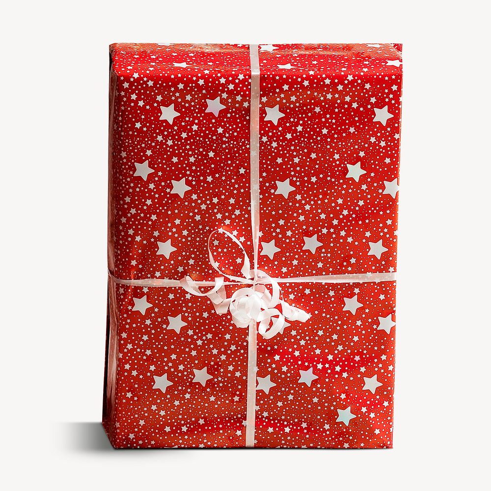Christmas present box, isolated object image psd