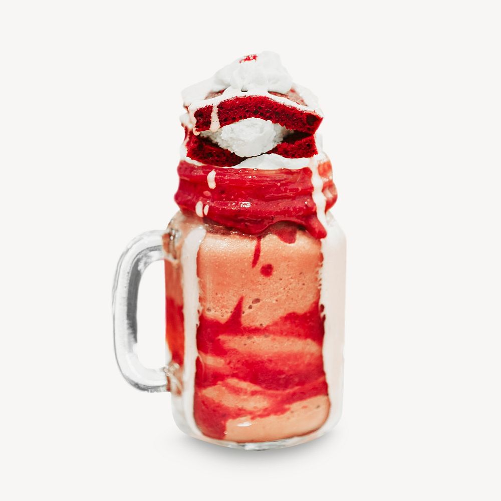 Strawberry milkshake, isolated collage element psd
