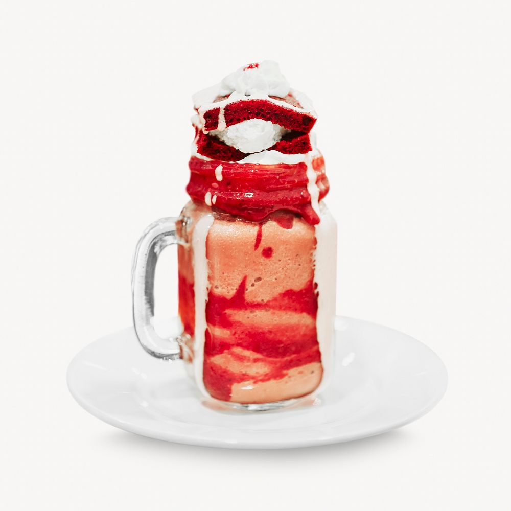 Strawberry milkshake, isolated food image 