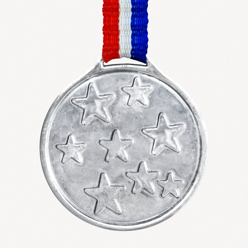 Silver medal, isolated object image psd